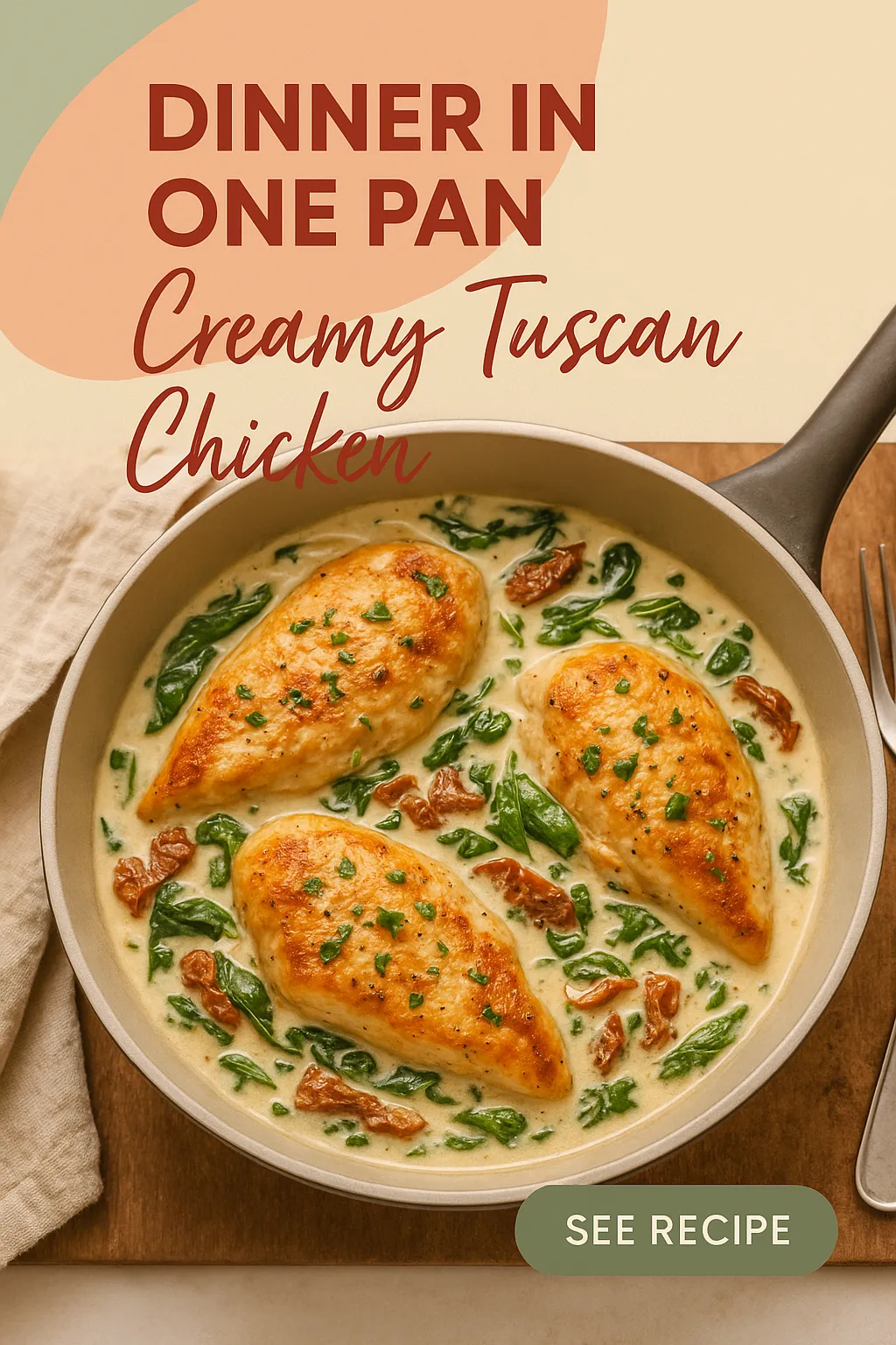 Dinner in One Pan Creamy Tuscan Chicken