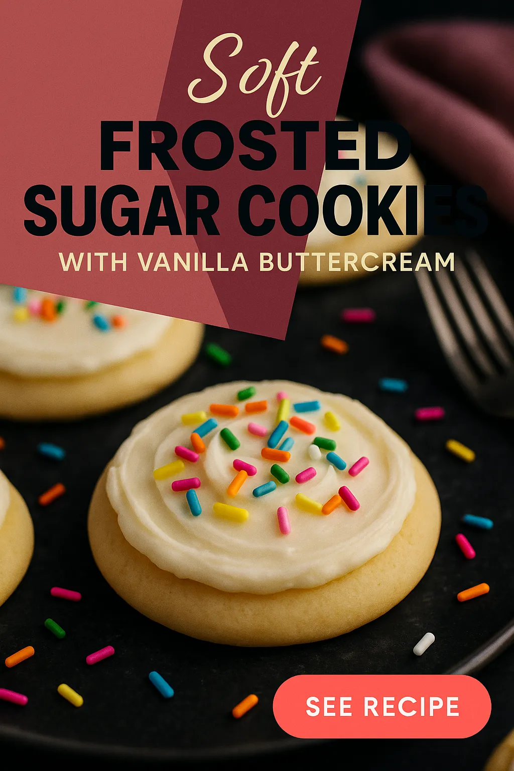 Soft Frosted Sugar Cookies with Vanilla Buttercream