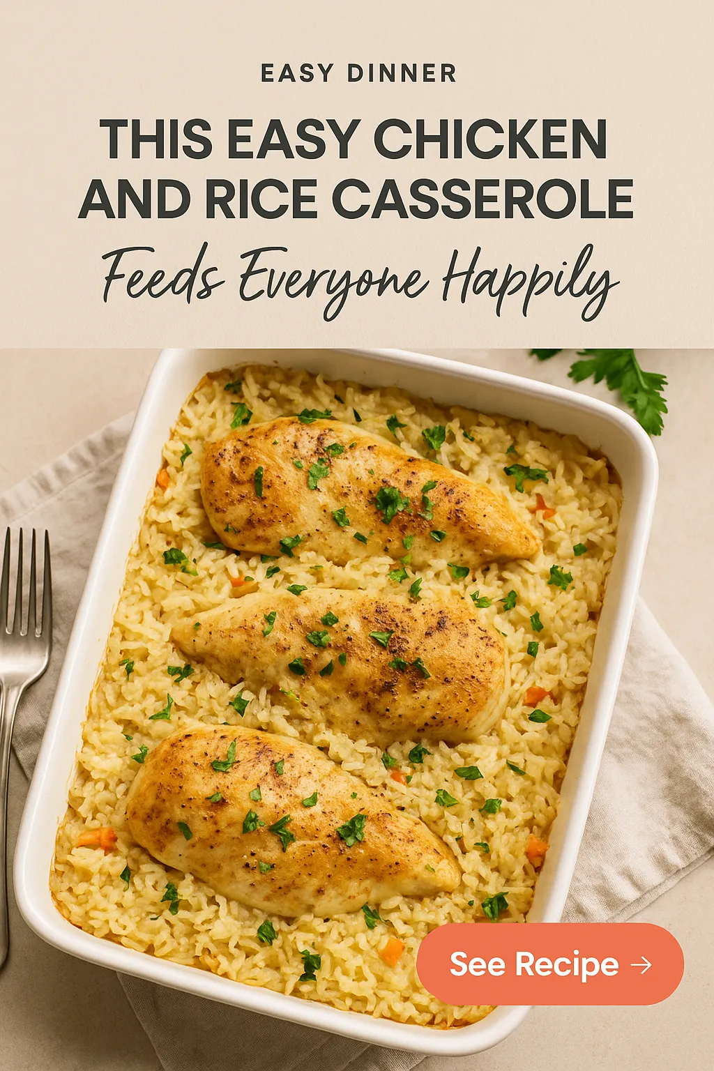 This Easy Chicken and Rice Casserole Feeds Everyone Happily
