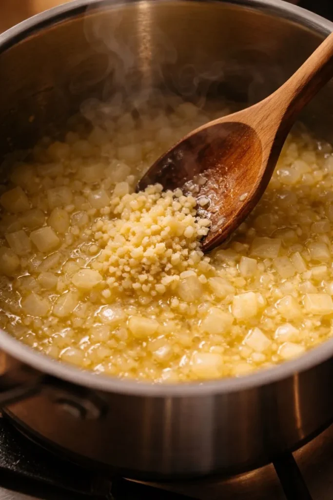 STEP IMAGE – SAUTE ONIONS GARLIC