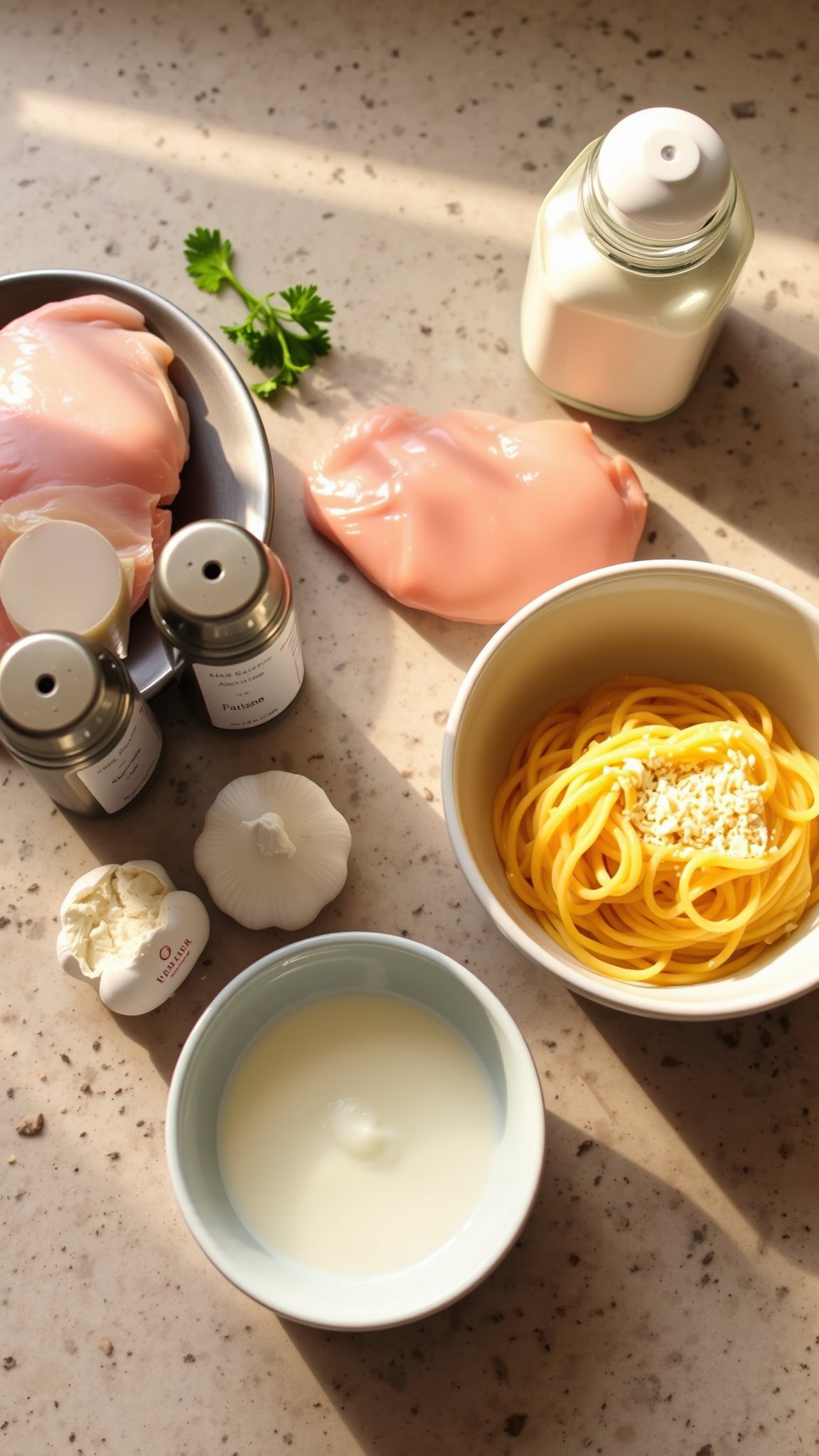 Ingredients for Chicken Alfredo