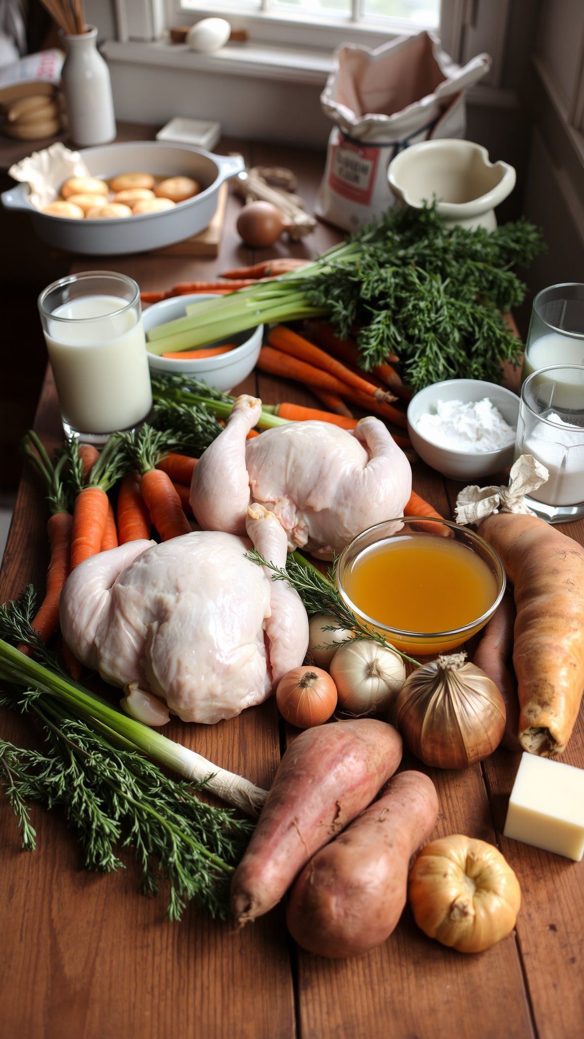 Ingredients for Cozy Fall Chicken and Biscuits Dinner