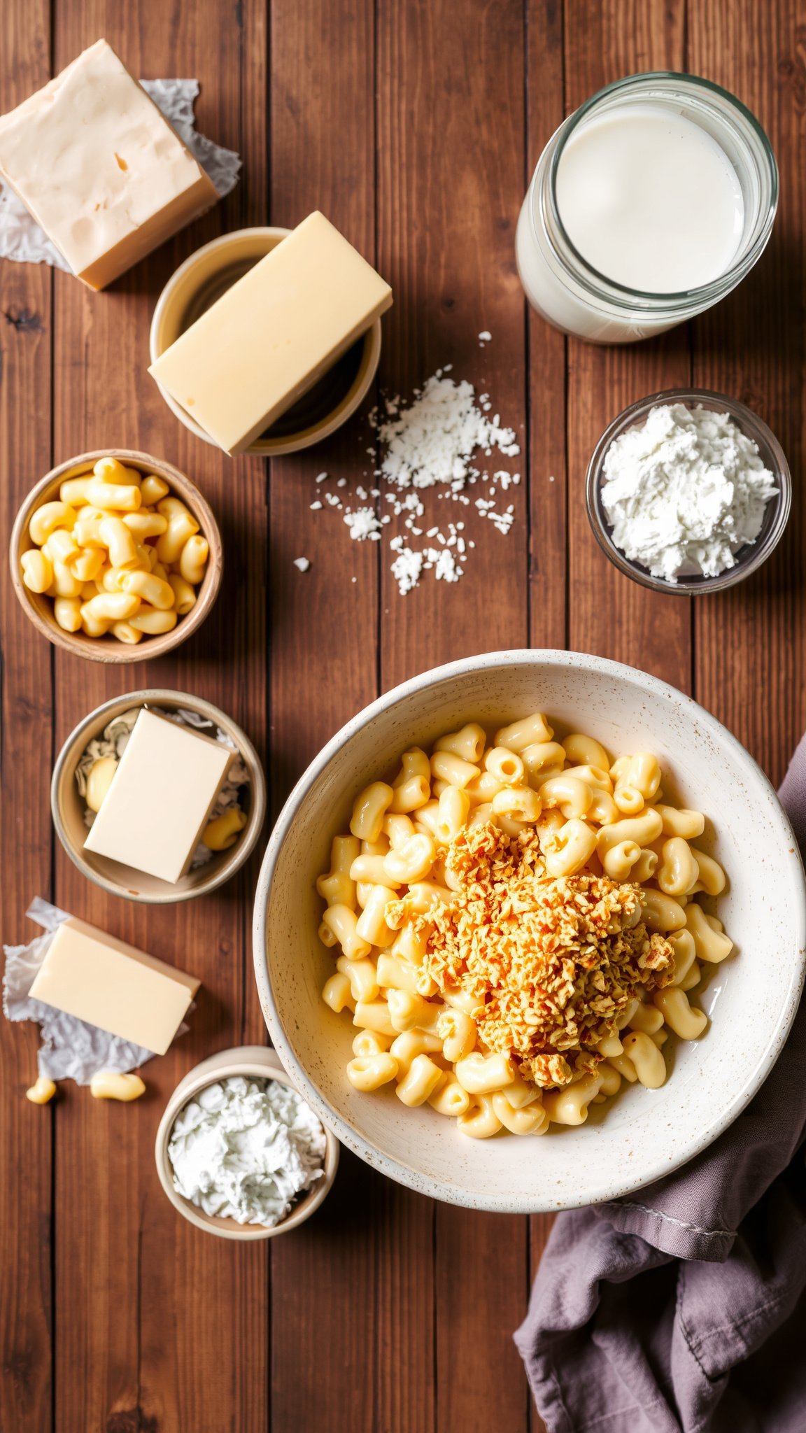 Ingredients for the Creamiest Four Cheese Mac and Cheese