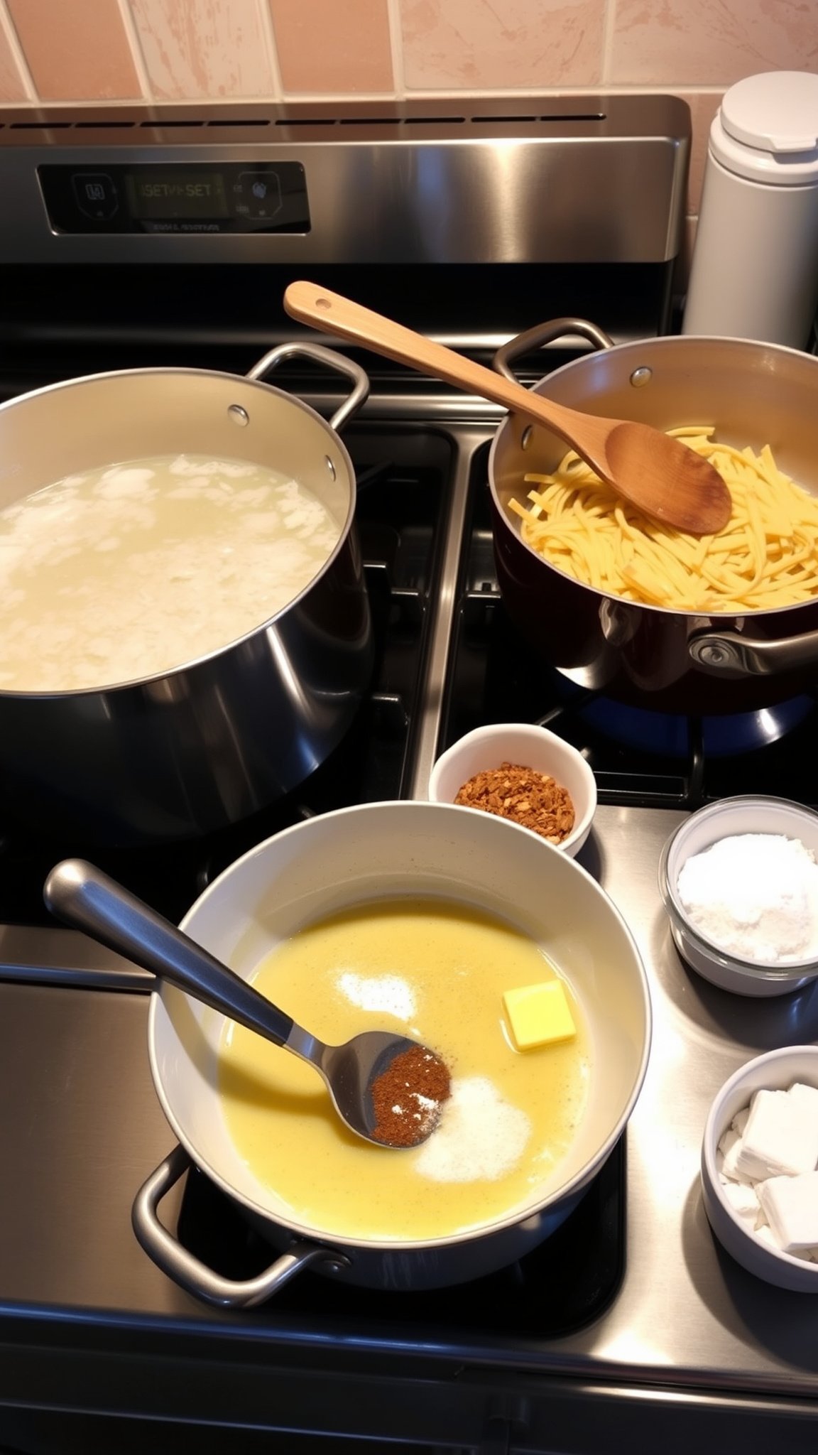 Preparing the Mac and Cheese Bake